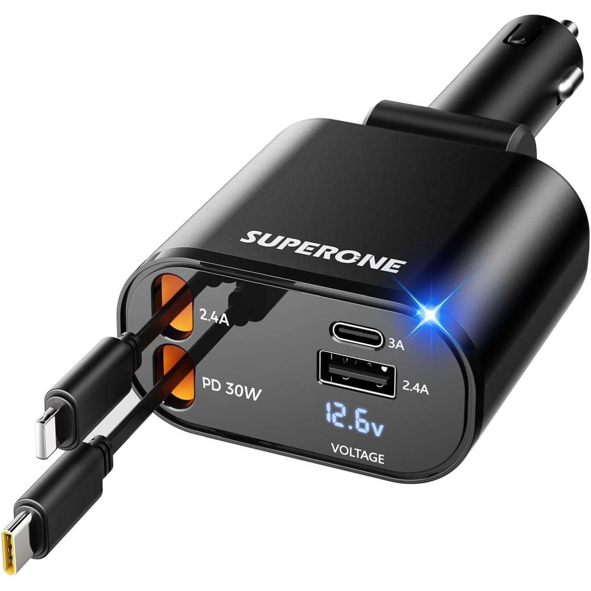 SUPERONE Retractable Car Charger 4-in-1 PT-16